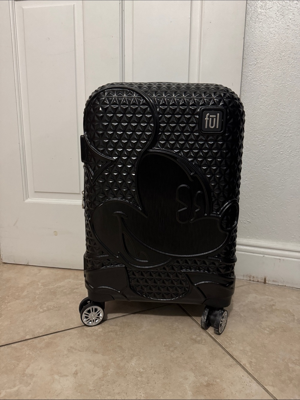 Black Mickey Mouse Embossed Carry-On Luggage